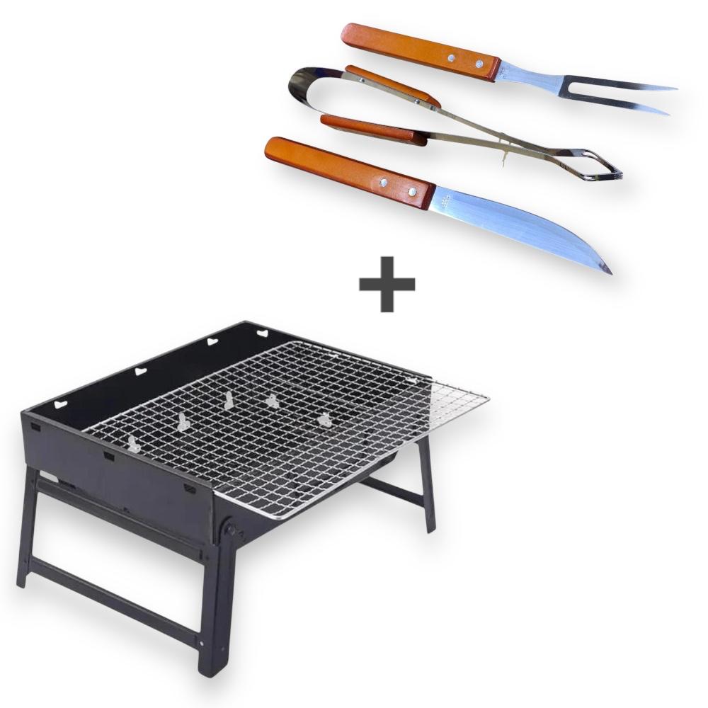 Pack Parrilla Plegable + Set Parrillero