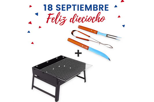 Pack Parrilla Plegable + Set Parrillero